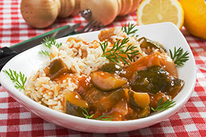 Preparación ratatouille de arroz